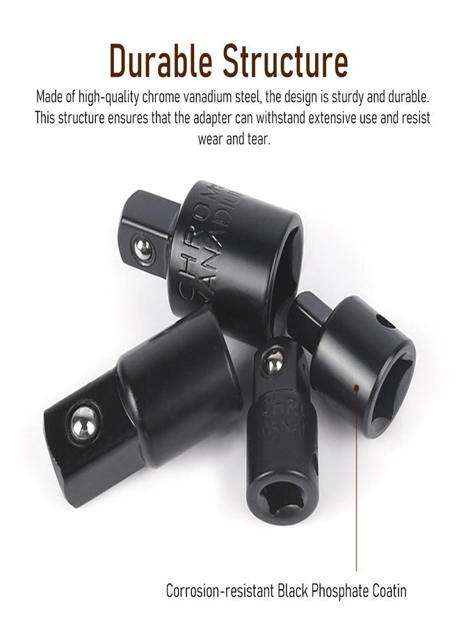 Serplex مجموعة محولات ومخفضات مقابس Serplex® مكونة من 4 قطع - 4 مقاسات، بما في ذلك محولات من 1/2 بوصة إلى 3/8 بوصة ومن 3/8 بوصة إلى 1/4 بوصة - مصنوعة من فولاذ الكروم والفاناديوم - Image 3